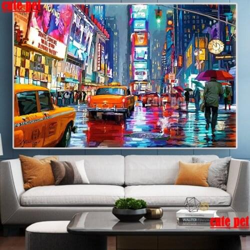 Cute pet diy diamond painting American Times Square Mosaic 5D embroidery painting CrossStitch artwork rhinestone Home Wall Decor