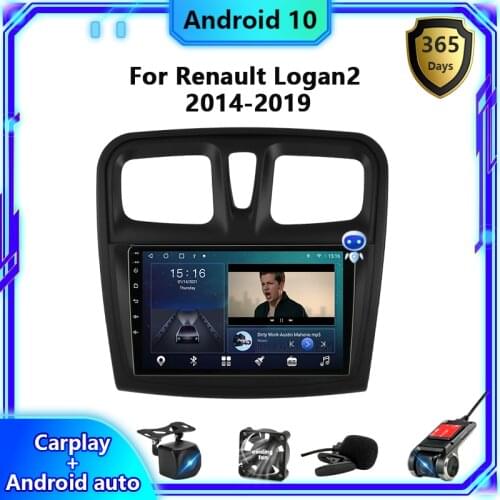 2 Din Android 10 Car Radio Player for Renault Logan2 Sandero2 2014-2019 Multimedia IPS RDS Navigation Carplay Stereo receiver FM