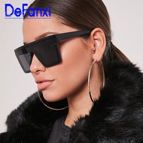 Square Plastic Black Sunglasses Women Mens Brand Designer Sun Glasses Flat Shield Frame Big Shades Fashion Brand Sunnies UV400