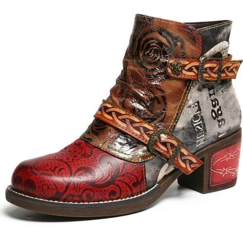 Embossed boots rose color deerskin stitching low heel ankle boots elegant ladies shoes womens shoes Botas Mujer 2020