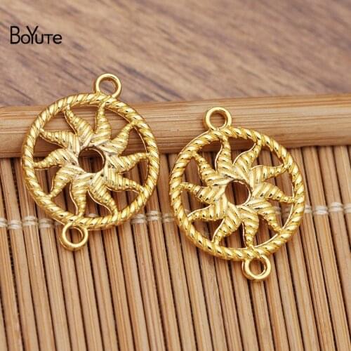 BoYuTe (100 Pieces/Lot) 21*16MM Metal Alloy Sun Connector Charms DIY Jewelry Accessories Hand Made Materials