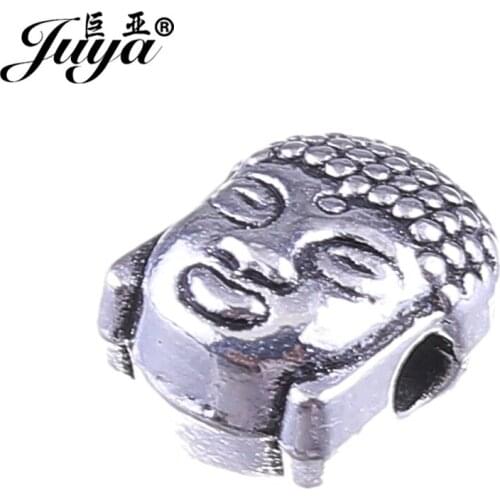 JUYA Bracelet Necklace Making Craft 35pcs/lot 7.5x6mm Antique Alloy Buddha Head Maitreya Lucky Charms Spacer Beads AQ0422