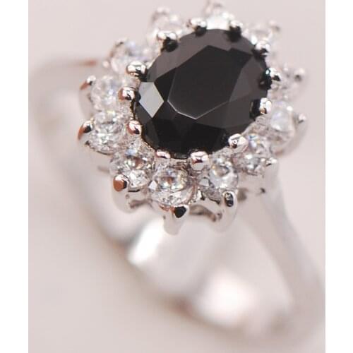 Black Onyx Women 925 Sterling Silver Ring F695 Size 5 6 7 8 9