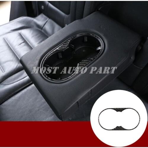 Carbon Fiber Rear Seat Water Cup Holder Trim Cover 1pcs For VW Touareg 2011-2018 Car accesories interior Car decoration