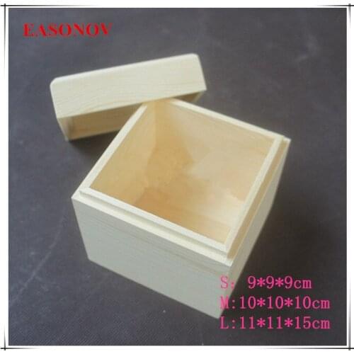 EASONOV multi-size optional square wooden storage box solid wood box jewelry box