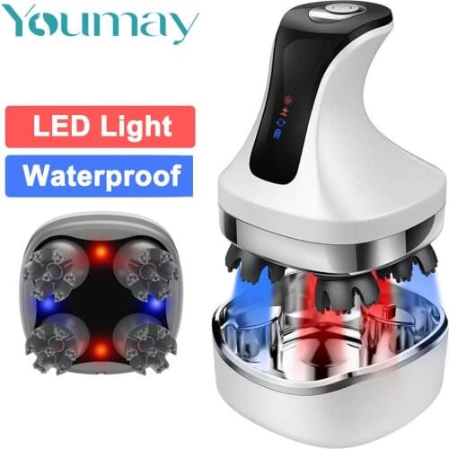 Youmay 4D Electric Head Massager Waterproof Scalp Massage Prevent Hair Loss Wireless Body Neck Back Massager Health Care