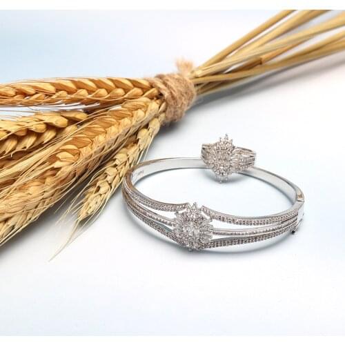 TIRIM Luxury Bangle Set for Women Cubic Zircon Crystal Bracelet Ring Fashion Charm Bridal Jewelry Accessories Wedding Engagement