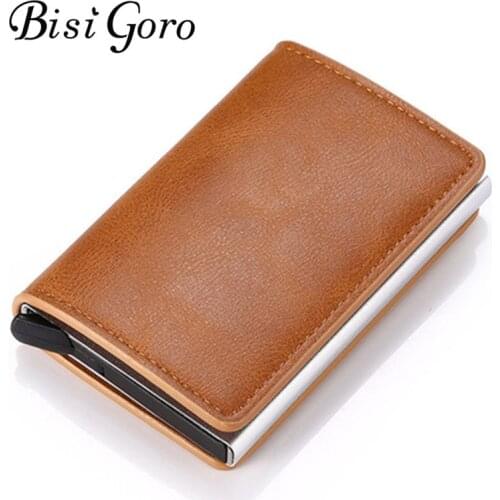 Bisi Goro 2019 Blocking Wallet RFID Credit Card Holder Black Card Holder Aluminum Slim Metal Card ID Holder Dropshipping