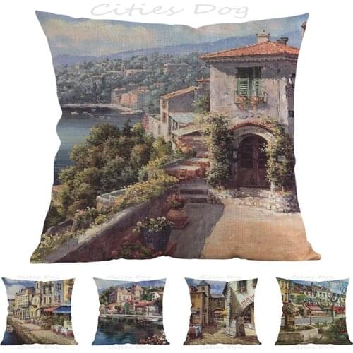 European style painting art 45*45cm square pillow case Cushion cover bar sofa pillow cushions covers