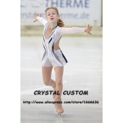 Hot Sales Girls Figure Skating Competition Dresses Crystals Graceful New Brand Ice Figure Skating Dresses Children DR3764