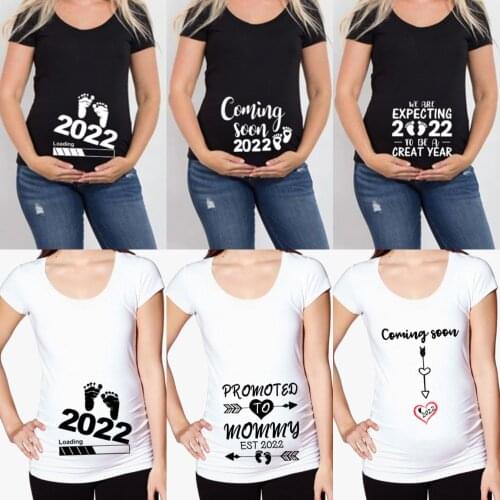Mom EST. 2022 Pregnancy Announcement Shirt Baby Coming 2022 Announcement Materinity T-Shirts Summer Short Sleeve Tops Tee