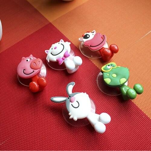 Cute Cartoon Animal Toothbrush Holder Toothpaste Dispenser Suction Cup Toothbrush Holder Hooks Bathroom Accessories Colour