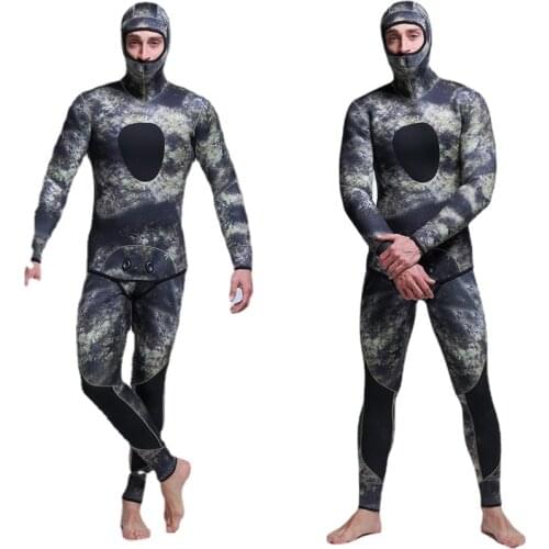 Mens 5mm SCR Full Suit Camouflage two Piece Splicing Diving Suits Surfing snorkel swimsuit Split Suits combinaison surf wetsuit