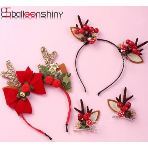New Christmas Hair Accessories Childrens Headband Hairpin Bow Tie Elk Antlers Headband Beautiful Christmas Present for Child
