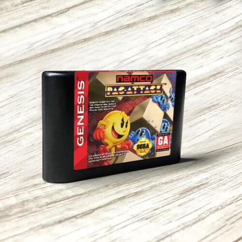 Pac-Attack - USA Label Flashkit MD Electroless Gold PCB Card for Sega Genesis Megadrive Video Game Console