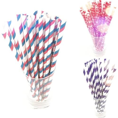 25Pcs/lot Paper Drinking Straws Stripe Wedding Hen Party DIY Decoration Table Birthday Boy Girl Baby Shower Adult Kids Supplies