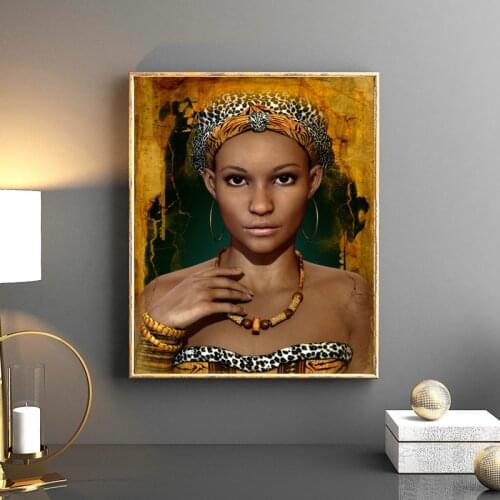 Young African Woman Portrait Prints on Canvas Beauty Black Girl Poster Canvas Painting Scandinavian Wall Art Picture Home Decor