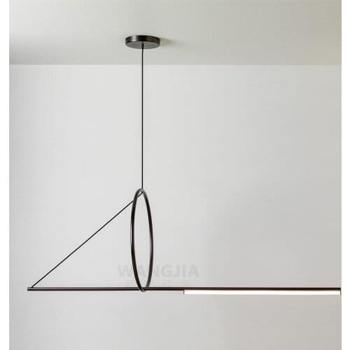 Postmodern minimalist long restaurant dining table model room exhibition hall chandelier Nordic fish line bar geometric lamps