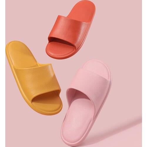 Women Indoor Home Slippers Household Bath Non-Slip Soft Sole Shoes Unisex Family Flat Shoes Summer Flip Flops Slide Sandals