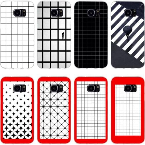 67H white black grid minimalist Soft TPU Silicone Cover Case for samsung Galaxy s6 s6 s7 edge s8 s9 plus case