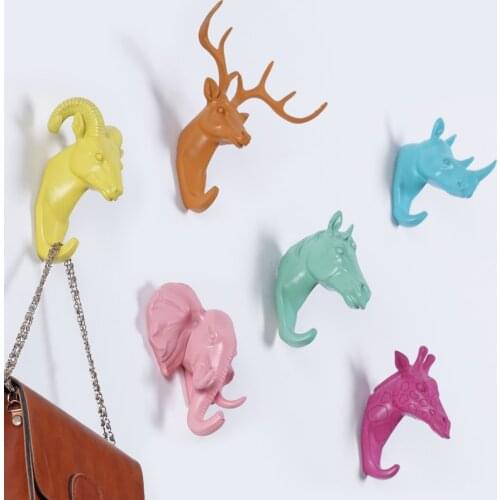Deer Elephant Horse Head Giraffe Animal Clothing Display Racks Hook Coat Hanger Cap Room Deco Key & Decorative Hooks