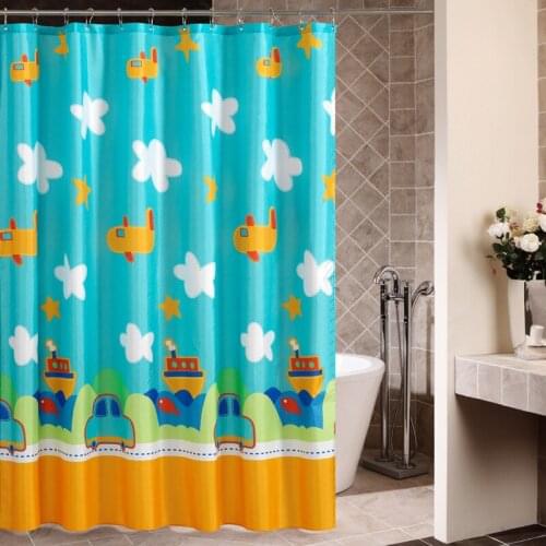 High - grade children 's bath curtain cartoon air - conditioning waterproof mold to prevent thicker shower curtain plastic hook