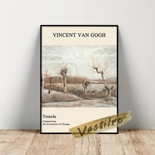 Vincent Van Gogh Exhibition Poster, Tetards (Pollards) Oil Painting, Vintage Landscape Wall Stickers, Gogh Scenery Art Prints
