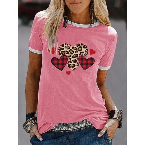 WomenS Fashion Casual Color Matching Love Letter Printing Short-Sleeved T-Shirt Top