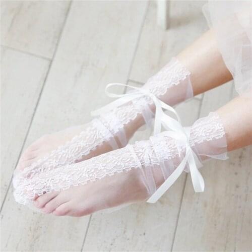 Womens Socks Summer Japanese Lolita Transparent Glass Fiber Ultra-Thin Short Tube Socks Fashion Hollow Out Ladies Stockings
