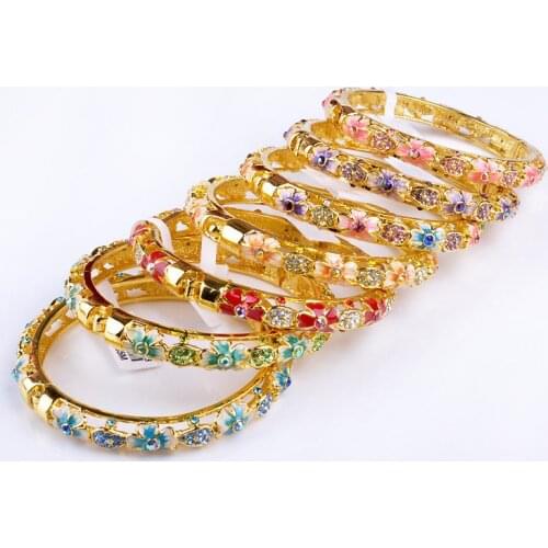 Womens fashion cloisonne bracelet hollow double crystal flowers bracelet gift for 1pcs