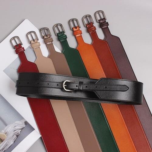 2020 Luxury Cow Leather Waistband Women Plain Genuine Leather Wide Waist Belt Autumn Jacket Coat Dress Belt Corset Accessories