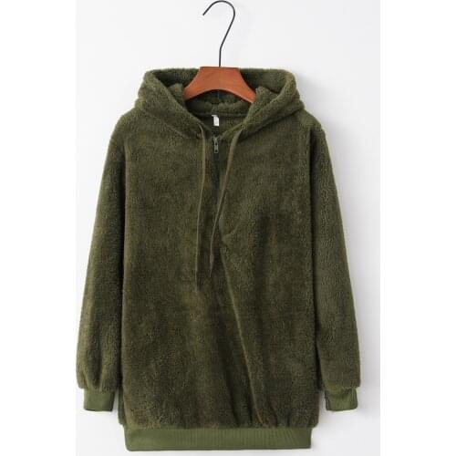 Winter Women Hoodies Long Clothes Fleece Hooded Neck Soft Pullover Brown Green Lady Sweatshirt Coat Flannel S-5xl Plus Size