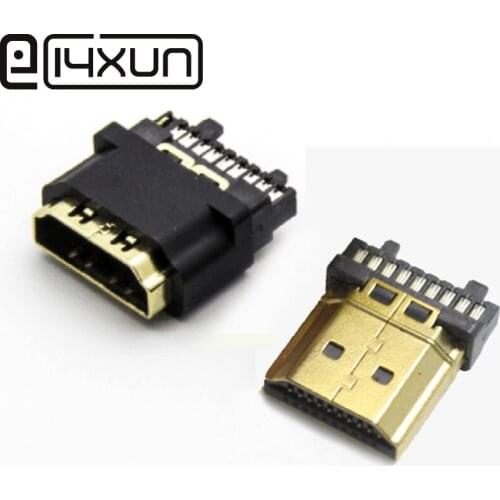 2pcs HDMI 19P Gold Plated Male Plug /Female jack Digital HD Connector Network set - top box Plugs Repair Parts
