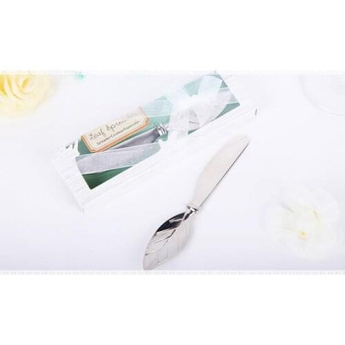 Free shipping 300pcs/lot New arrival Chrome Leaf butter knife Spreader Valentines Day gift Christmas wedding favors lin3289