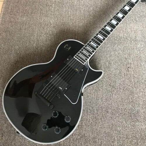 Free delivery, black electric guitar, ebony binding , high quality electric guitar，Black hardware electric guitar