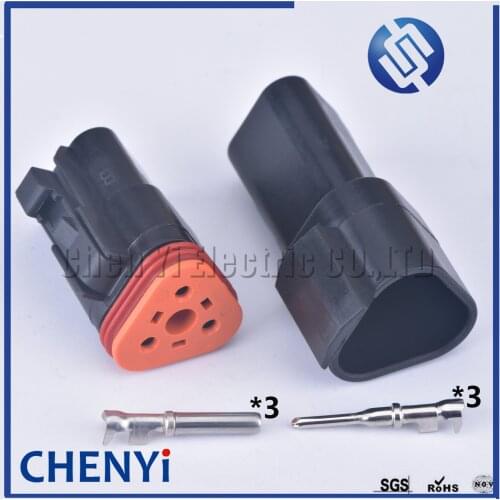Black Deutsch DT 3 Pin connector DT06-3S DT04-3P Male or Female Auto Waterproof Connector Automotive Sealed Plug with terminals