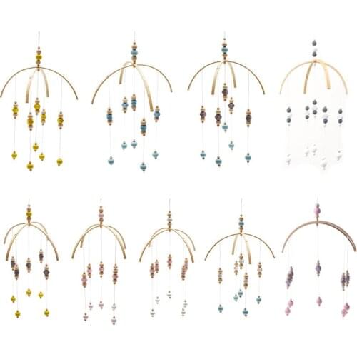 23GD Nordic Baby Rattle Toys Wooden Beads Crib Wind Chimes Newborn Bed Hanging Toy