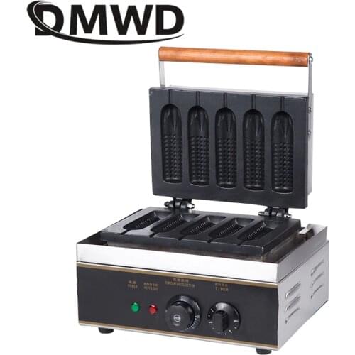 DMWD Electric Waffle Sausage Machine Commercial Crispy French Hot Dog Lolly Stick Frying Pan Hotdog Corn Baking Grill 110V/220V
