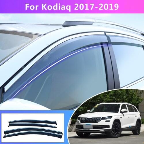 Smoke Car Window Visor For SKODA KODIAQ 2017 2018 2019 Car Sun Rain Guard Wind Deflectors Car Styling Accessories 4PC
