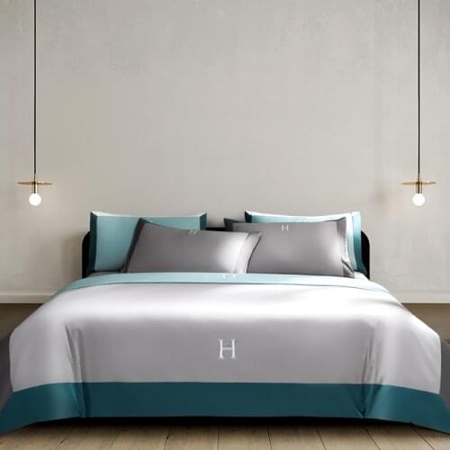 GXC 4 Pieces Double Bed 60S Cotton Bed Bedding Textiles Cotton Soft Sheet Quilt Bed Simple Bed Room Cozy Suit