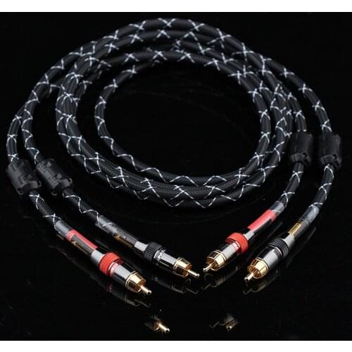 GZ-001 Pure Copper Fever Signal Cable Double Lotus Head Audio Cable RCA Two Pairs Two Red and White Link Cable