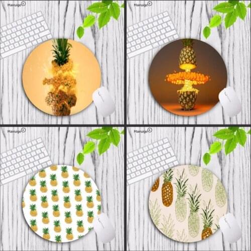 Mairuige Pineapples Fruit Art Print Gaming Mouse Pad Anti-Slip Round Mousepad Gift Gaming Speed Mice Mats 20X20CM 22X22CM