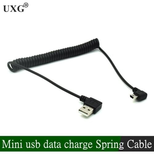 Practical 90 Degree left Right Angle USB 2.0 A Male to Left Angle Mini B 5p Retractable Data Charging Cable for MP3 MP4 Car Came