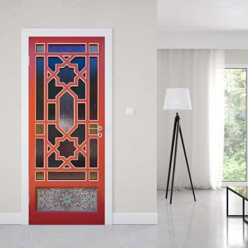 Creative 3D Door Sticker Classic Wooden Pattern Gate Home Decor Decals Wallpaper Waterproof Mural For Bedroom Door Renovation