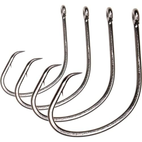 25pcs #4 #6 #8 Black Nickel Saltwater Circle Fishhooks Chemically Sharpened High Carbon Steel Sabiki Rig Fly Hook