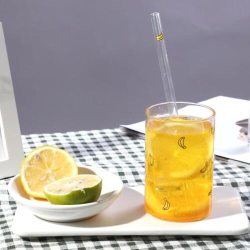 Young Girls High Borosilicate Glass Heat Resistant Drinking Ware Home Furnishings Milk Cup Juice Cup Fruit Pattern