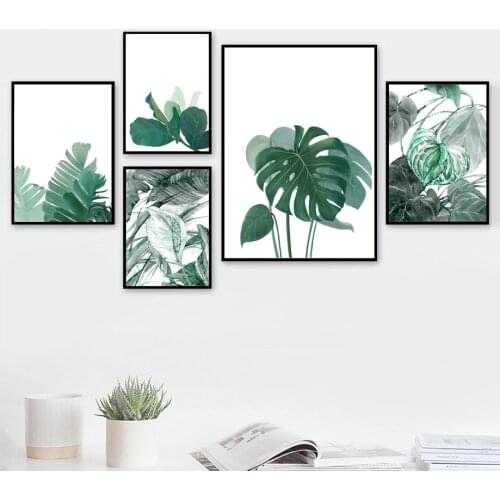 Monstera Aloe Plant Leaves Botanic Quote Wall Art Canvas Painting Nordic Posters And Prints Wall Pictures For Living Room Decor
