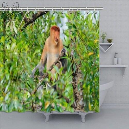 Nasalis larvatus Print Waterproof Shower Curtain Proboscis Monkey Animal Eco-friendly Polyester Bathroom Curtain Bathing Cover
