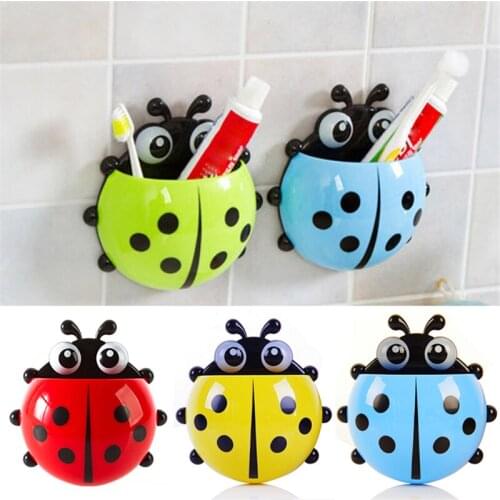 L30 Lovely Animal Insect Toothbrush Holder Bathroom Cartoon Toothbrush Toothpaste Wall Suction Holder Rack Container Organizer