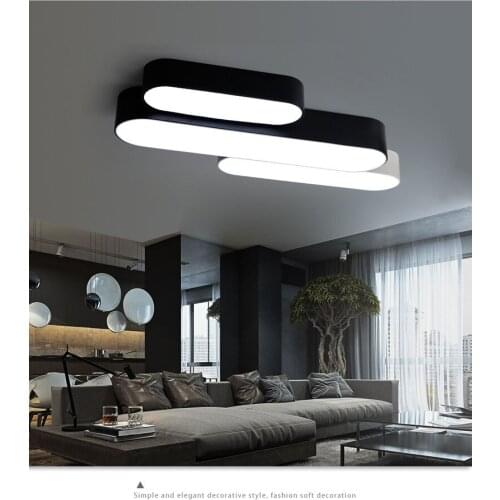 Nordic LED Ceiling Light, White / Black Iron Long Lamp, Cool / Warm White Light LED Simple Modern Lights and Remote Optional